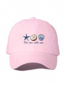 1pc Women's Starfish & Coconut Shell Print Baseball Cap, Beach Sun Hat, Casual Street Style, Suitable For Daily, Spring/Summer/Autumn Outings, Travel, Beach Vacation, Commuting - Multicolor - View 3