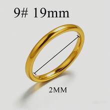 1枚素面不锈钢戒指，2毫米宽，不褪色，可水洗，经典情侣戒指，简约优雅男女通用戒指 - 金色 - 查看 15