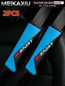 MEIKAXIU 1pc/2pcs New SPORT Red Carbon Fiber Car Shoulder Pad Safety Belt Decor Accessories, Auto Interior - Red Letter SPORT Shoulder Pads - View 21
