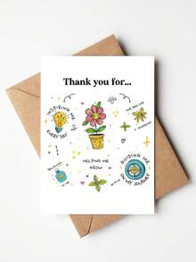 1pc Thank You Teacher Card For Helping Me Grow, Teachers' Day & End Of Term Appreciation Gift - Multicolor - View 1
