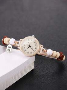 1pc Cute & Fresh Women/Student Quartz Watch With Star Decor Bracelet (Watch Not Included) - Beige - View 6
