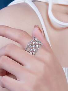 Bague en argent sterling 925 avec moissanite, hypoallergénique, bague de fiançailles/mariage, design minimaliste, port quotidien polyvalent, cadeau pour la Saint-Valentin, anniversaire, mariage, livré avec boîte-cadeau et certificat - Argent - Voir 4