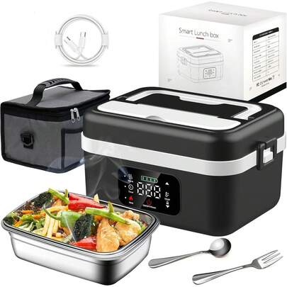 Adult Wireless Electric Heating Lunch Box, 8000mAh Rechargeable Timer Automatic Heating Lunch Box, 1L Portable Self-Heating Food Warmer With Fork And Spoon And Insulated Carrying Bag, Suitable For Office, Picnic, Car And Travel Outdoor Use