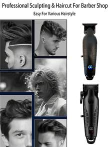 Kemei Tondeuse à cheveux professionnelle pour hommes, machine de coupe de cheveux électrique 2290 pour usage en salon, tondeuse à cheveux électrique 2293, lame en céramique noire de type T en métal pour sculpter, set de toilettage pour hommes, cadeau pour l'anniversaire des hommes, cadeau pour le père - Voir 4