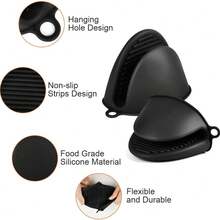 2pcs/Set Mini Oven Mitts, Silicone Oven Gloves Heatproof Up To 450°F/230°C, Non-Slip Insulated Tongs, Small Kitchen Gloves For Cooking, Baking And Grilling - Multicolor - View 4