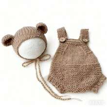 Newborn Photography Props Teddy Bear Hat Mohair Handmade Knitted Set, Cute Baby Boy Girl Photo Shoot Outfit - Multicolor - View 10