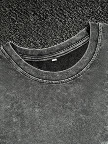 Hemo 男士街头时尚赛车图案T恤短裤套装，微弹水洗黑色休闲日常两件套，夏季 - 黑色 - 查看 5