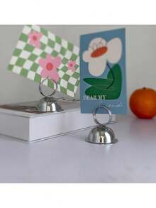 1/3pcs Stainless Steel Stable Base INS Minimalist Design Multi-Function Metal Memo Clip, Name Card Holder, Price Display Rack, Silver - A - View 4