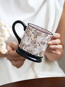 1 chiếc cốc sứ vẽ tay hình thiên nga và hoa hồng, cốc cà phê latte kiểu Pháp hình thiên nga và hoa hồng, cốc uống sữa, nước ép theo phong cách retro, thích hợp cho nhà hàng, phòng khách, quán cà phê. - Hồng - Xem 5