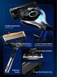 Kit de rasoir magnétique Gillette Fusion ProGlide avec support, 1 manche + 9 recharges, système de rasage précis à 5 lames, rasage doux et en douceur, cadeau idéal pour lui - rasoir - Voir 2