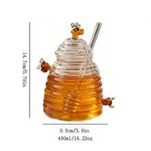 1/2 PCS 480ml/16.23oz High Borosilicate Glass Honeycomb Jars, With Lid And Stir Bar, Transparent Honey Storage Containers, Suitable For Home, Weddings, Parties, And Kitchen Use. - 橘色 - 查看 3