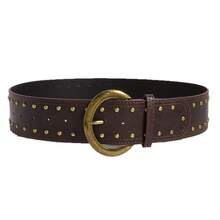 1件装 女士深色西部风格重铆钉装饰宽腰带 - 咖啡 - 查看 9