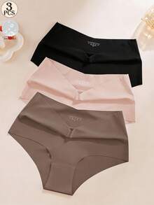 Aofeiqike 3 piezas Bragas de cintura alta talla grande para mujeres - Tanga sexy sin costuras, ropa interior triangular estilo dopamina cómoda, multicolor, sin costuras, suave, amigable con la piel, sexy, semi ajustada, deportiva, tanga invisible - Multicolor - Ver 2