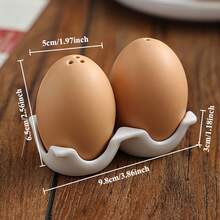 2-Piece Set Of Fantasy Ceramic Egg-Shaped Salt And Pepper Shakers With Lids - Fun Kitchen Accessories For Outdoor Picnics, Barbecues, And Home Decoration, A Perfect Gift For Her, Mother's Day, Barbecue Essentials.| Ceramic Construction, Picnic Accessories, Picnic Essentials - View 2