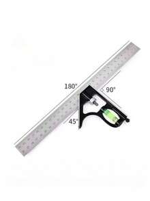 1pc Precision Adjustable Angle Square With Bubble Level - 45/90 Degree Angle Ruler, Multi-Functional Industrial Measuring Tool - Multicolor - View 7