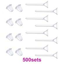 50pairs/100sets Or 150pairs/300sets Clear Silicone Plastic Ear Plugs, Diy Earring Post With Metal Ear Stud - Clear - View 13