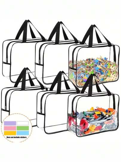 3pcs Zipper Transparent Storage Bags, Thickened 30 Micron PVC Material, Suitable For Household Items, Cosmetics, Travel Organizer, Clear Plastic Tote Bags