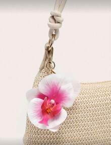 Women's Underarm Shoulder Bag, Square Bag, PU Rope Flower Pendant, Large Capacity, Lightweight, Casual Fashionable Beach Vacation Style, Suitable For Shopping And Vacation , Beach Bag, Holiday - 杏色 - 查看 4