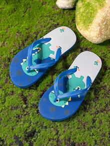 Dép xỏ ngón hoạt hình cho trẻ em, nhẹ và thoải mái, thích hợp cho bãi biển, hồ bơi, nhà và đi bộ ngoài trời. - Màu xanh lam - Xem 6