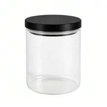 Clear Glass Cylinder Storage Jar With Black Lid 700ml - View 1