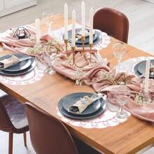 12/24 件装，33 厘米餐垫，一次性餐垫，蝴蝶结图案餐垫，适用于情人节、感恩节、生日派对、婚礼派对、新娘送礼会、晚宴、宴会、餐桌、野餐、咖啡馆和其他场合。 - 查看 6