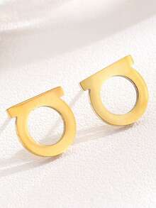 1 Pair Geometric Symbol Minimalist European And American Minimalist Style Women Hoop Earrings - Geometry - View 3