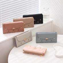 Printed Women's Long Wallet, Korean Version PU Leather Clutch Wallet, Multi-Slot Trifold Money Bag, Large Capacity Student Coin Purse Card Holder, Multi-Functional, Fashionable - Multicolor - View 13