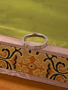 1 chiếc nhẫn thép không gỉ, chất liệu an toàn cho cơ thể, kiểu dáng cổ điển vượt thời gian, phong cách tối giản chất lượng cao, phù hợp để đeo hàng ngày. - Bạc - Xem 4