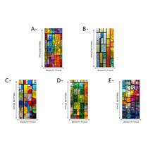 1/5片装欧式静电贴窗贴，可移除防水PVC材质，彩色几何图案设计，适用于卧室和家居装饰 - 多色 - 查看 3