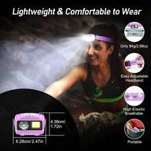 2 Pack Rechargeable LED Headlamp 2000L High Lumen Super Bright Dimmable Headlight Flashlight With Motion Sensor 8 Modes Spotlight Floodlight IPX5 Waterproof For Camping Hiking Running Fishing - Purple - View 8