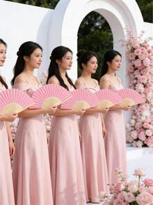 1/4/20/40件組 粉色婚禮紙扇套組 | 女用摺疊扇附感謝吊牌與歐根紗袋 - 伴娘禮物、新娘舞道具、婚禮裝飾、派對配件、單身派對拍照道具、完美婚禮伴手禮 - 彩色 - 查看 5