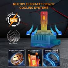 TOAUTO 2PCS 140W 60000LM D1S D2S D3S LED Headlights Universal Car Light Turbo LED Two-Sided CSP Chip 6000K Plug&Play - A - View 6