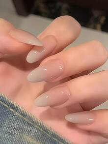 30片杏仁形按压式假指甲贴纸，简约渐变设计，甜美又不失个性的韩日风，专为女性打造。新款时尚指尖贴纸，包含1张果冻胶贴纸和1条哑光贴片。完美适用于女士派对、舞会或日常休闲佩戴。可移除、可重复使用的按压式假指甲贴纸。果冻胶随机发货。 - 彩色 - 查看 1