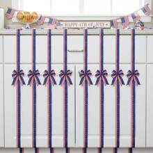 6 Pcs 4th Of July Cabinet Bows Star Striped Print Ribbon Cabinet Bows, Reusable Hanging Decor For Kitchen Cabinet Doors  Drawers - Blue - View 2