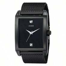 GUESS Women's Square Black Watch, Luxury Milanese Mesh Strap Quartz Watch W0298G1 - Black - View 1