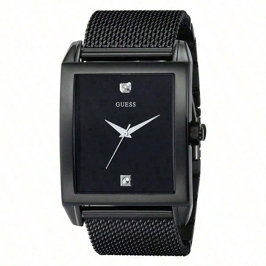 GUESS Women's Square Black Watch, Luxury Milanese Mesh Strap Quartz Watch W0298G1 - Black - View 1