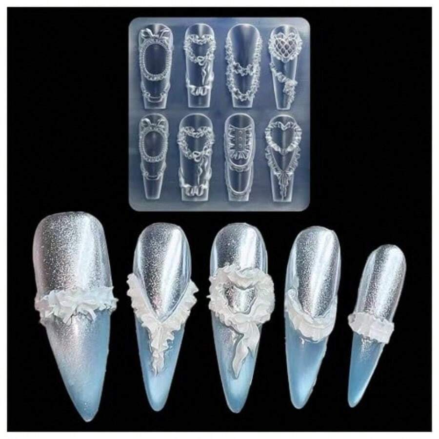 3D Gel Nail Art Resin Rosette Molds For Accessories Supplies Bow Knot Silicone Tools Bowtie Nails Mold - ZYXP026 - 查看 1