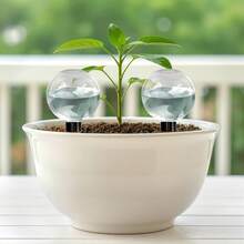 2个自吸水植物球，缓释陶瓷材质，透明水位指示器，适用于室内/室外盆栽植物，方便旅行和忙碌人士使用，植物浇水系统，时尚设计，经久耐用 - 圓球澆花器 - 查看 5