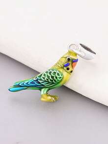 1pc 925 Sterling Silver Parrot Pendant, Tropical Style Pendant Bead, Unisex Jewelry Gift - Silver - View 4