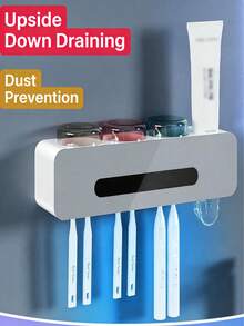 Wall-Mounted Toothpaste Squeezer, Toothpaste & Toothbrush Holder, No Power Required - Storage Rack - View 5