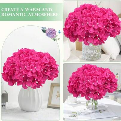 45pcs Artificial Rose Red Hydrangea Flower Bouquet, Fake Hydrangea Flowers With Stems, Suitable For Wedding Centerpiece Decor, Home, Garden, Baby Shower, Party Supplies, Wreath, Bridal Bouquet, DIY Wreath, Christmas Tree Decor, Thanksgiving Halloween Christmas Decor, Arch Backdrop, Floral Arrangement, Gift For Women And Girls