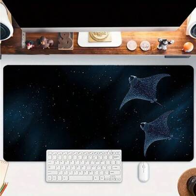 Aesthetic Art Mouse Pad Blue Night Sky Desk Mat Extended XL MousePad Office Desk Accessories- Multicolor Non-Slip Stitched Edge Computer Mat For Desk 35.4x15.7 Inches Rubber Base Laptop Keyboard Pad For Home Office & Gamers,Durable And Spill-Resistant