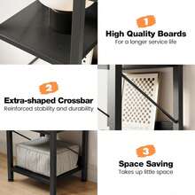Estante de libros industrial, estantería de marco de metal de 6 niveles, estante de almacenamiento alto delgado para la sala de estar, el dormitorio, la esquina de la oficina del hogar - Negro - Ver 6