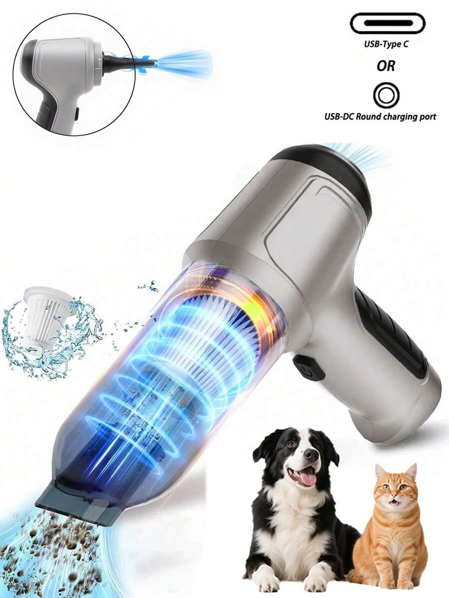 Cordless Vacuum Cleaner - Suitable For Pet Hair Rechargeable Ultra-Compact Design, Lightweight And Convenient For Car, Home, Office, Pet Portable Handheld Vacuum Cleaner - Grey - View 1