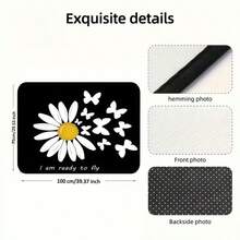 1 pièce Tapis de coffre de voiture avec imprimé de marguerite noire et rêveuse - Décoration intérieure de voiture élégante, convient à la plupart des véhicules, doublure de coffre avec design esthétique, style plat 2D - tapis de coffre - Voir 5