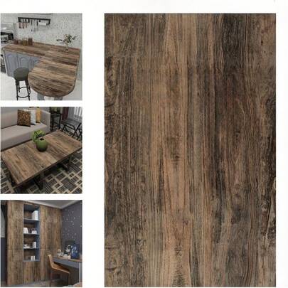 1 rouleau de papier peint épais imitation bois marron, prêt à être pelé et collé. Papier peint vinyle autocollant imperméable et anti-huile, amovible. Autocollants de meubles rétro, convient pour la décoration des armoires de cuisine, des plans de travail, des murs du salon et de la chambre, pour la rénovation de la maison et la décoration intérieure.