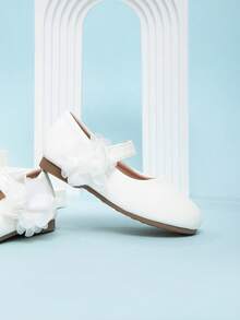 Zapatos de niña con cierre de gancho y bucle, estilo princesa, unicolor, nueva colección primavera 2026 - Blanco - Ver 4