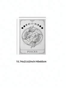 1 Stück rahmenloses Fische Sternzeichen Tarot Kunstdruck, Illustration der Zwei Fische Konstellation mit Sternenhimmel, Schwarz-Weiß Himmelskörper Poster für Schlafzimmer, Wohnheim, Wohnzimmer Dekoration, Rückkehr zur Schule, ausgefallene Poster, einzigartiges Geschenk - rahmenlos - Übersicht 12
