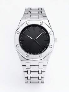 1pc Men's Quartz Watch, Minimalist Fashion Design, Versatile, Steel Strap, Waterproof, Luminous, Business Watch - Silver - View 4