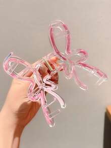 4件套女士渐变多巴胺色蝴蝶发夹，时尚发饰，百搭优雅简约，渐变发夹适合日常、休闲、派对、海滩、度假、发型设计、洗发、化妆、服装配饰，秋冬春夏皆宜，夏季海滩发夹 - 彩色 - 查看 5